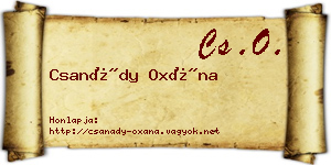 Csanády Oxána névjegykártya